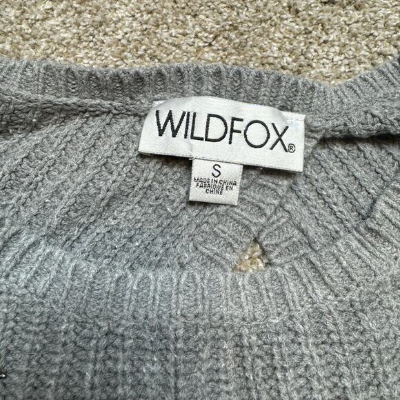 WILDFOX ERIKA STUD STARS KNIT GREY WOMEN LONG SLEEVE SWEATER - Picture 2 of 4